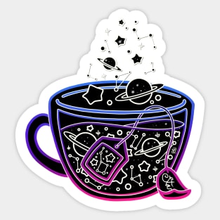 Neon Galaxy Teacup - blue/pink Sticker